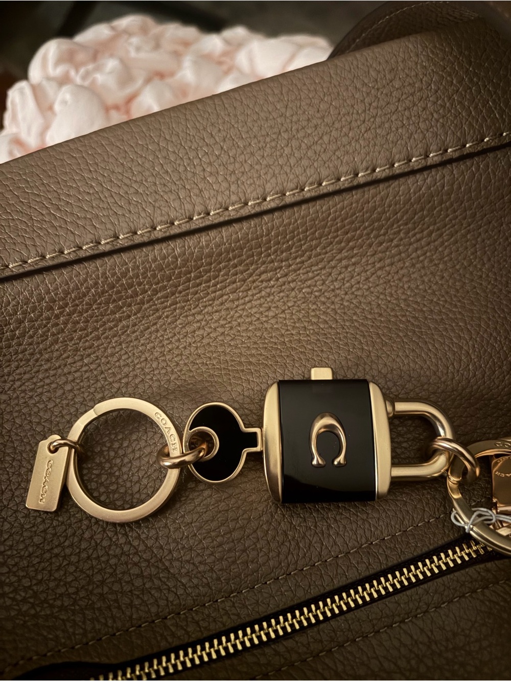 Coach Gold-Tone and Black Enamel Key & Card Holder Charm